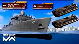 Modern Warships: USS San Antonio & Wasp Hovercraft Review-Damage test #modernwarships