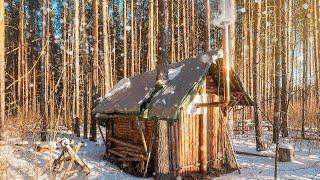 Meine Blockhütte im Wald hat mich aufgewärmt. Mein netzunabhängiges Leben. Außen -8°C innen +25°C.