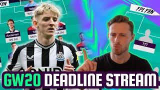 FPL GW20 DEADLINE STREAM I Fantasy Premier League 24/25