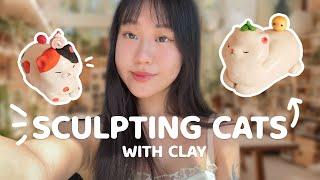 Relax and Sculpt | Making Clay Cats in a Cozy Vlog 