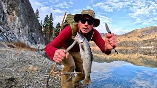 Giant Trout Fishing & SOLO Survival!! NO FOOD NO WATER (Catch & Cook)