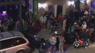 Nightly crowds on Main Street St. Charles look more like Mardi Gras