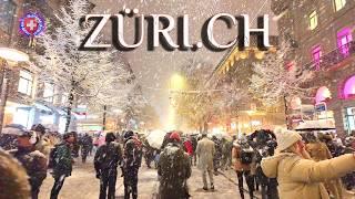 ZURICH SWITZERLAND  Snowfall & Christmas Markets ️ Lucy Lights Bahnhofstrasse Walking tour 4K