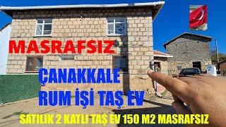 Çanakkale Satılık 2 katlı Bahçeli Taş ev 355 m2 Masrafsız