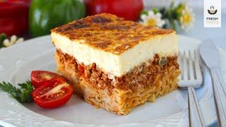 The Greek Pastitsio - Pasta and minced beef in layers, topped with a Béchamel sauce | Fresh Piato