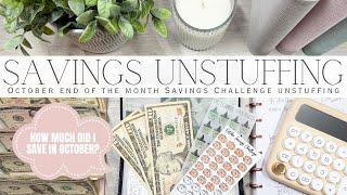 October End of the Month Savings Unstuffing | How Much Did I Save with Savings Challenges