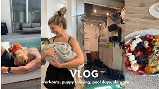 VLOG: workouts, puppy training session, pool days, spending time with fam, taco salad, Easter basket