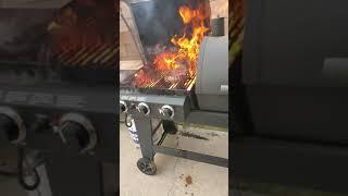 *WARNING*  WHAT NOT TO DO: GAS GRILL FIRE!!!