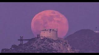 Astrophotographic timelapse of the moonrise from best Beach of Carolina nature reserve in Spain.