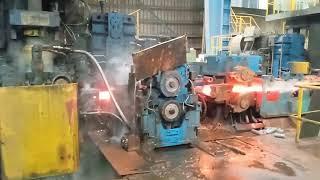 Beautifull view of Rebar rolling at a steel rolling mill