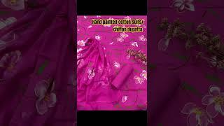 Cotton Suit set with hand painting and chiffon dupatta #viral #fashion #yt#summer  #suits#boutique