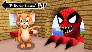 JERRY vs GIANT SCARY SPIDER-MAN in Minecraft! Real Tom and Jerry vs Marvel- GAMEPLAY Animation Movie