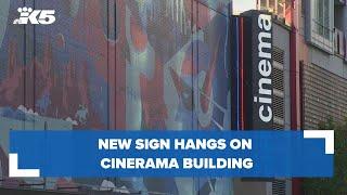 Now showing: A new sign on the iconic Cinerama building