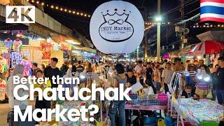 [4K] Indy Night Market Chatuchak in Bangkok  Walking Tour (ASMR - Binaural City Sound)