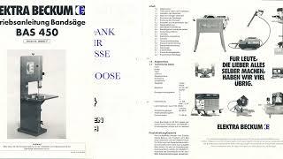 Bandsäge Elektra Beckum BAS 450 Heimwerker Maschine 90er Bedienungsanleitung Schaltplan Motor 220V