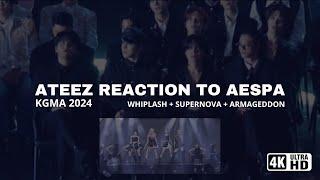 ATEEZ 에이티즈 reaction to AESPA 에스파 KGMA stage Whiplash + Supernova + Armageddon