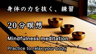 【20分瞑想】マインドフルネス・音楽（広告なし）「身体の力を抜く、練習」【20 minute meditation】no ads "Practice to relax your body"