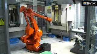 ABB FlexLoader™ FP 600 at Husqvarna AB with ABB IRB 4400 Robot tending Chiron CNC