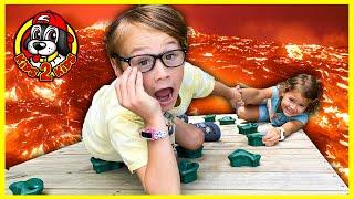 FLOOR IS LAVA Kids Challenge  TOUGHEST Backyard Obstacle Course - From INSIDE to OUTSIDE Our House!