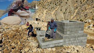 IRAN nomadic life | Building the wall of the house and the daily life of nomads in the mountain,ns