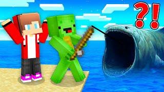 JJ and Mikey on a fishing trip VS The BLOOP MONSTER - Survival Battle - Maizen Minecraft Animation