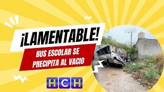 ¡Lamentable! Bus escolar se precipita en Col. La Fuente