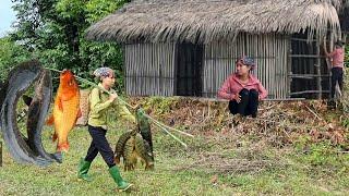 make a house out of bamboo. After building a house, the girl went fishing to make money Phạm hải yến