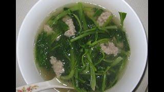 Canh Cai Ngot Thit Bam (Ground Pork Yu Choy Soup)