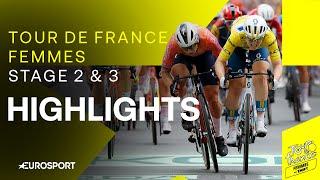 EPIC DAY OF CYCLING!  | Tour de France Femmes Stage 2 & 3 Highlights | Eurosport Cycling