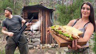 We Built A Bushcraft Survival Hunting Shelter + The Best Ever Camp Fire Meal