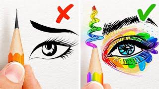 TEACHER VS STUDENT ART CHALLENGE || Drawing Hacks and Tips by 123 GO! FOOD