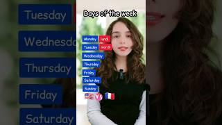 Days of the week in French and English  vs  les jours de la semaine