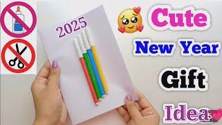 cutewhite paper Happy New Year Card making idea 2025 • How to make New year card or gift at home