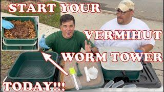 How To Start A Worm Bin!! VermiHut Worm Tower + Worm Time Lapse | Vermicompost Worm Farm