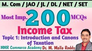 #Commerce Bits | Income Tax | Introduction and Canons of Taxation | M.Com Entrance| Dr.M.Malla Reddy