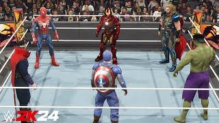 Top Avengers 6- Man Elimination Match | IronMan ,Thor, Spiderman - WWE 2K24 - PS5 [4K 60FPS]