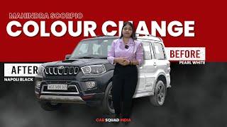 Pearl White Mahindra Scorpio Classic painted to Napoli Black || @car_squad_india_csi  ||