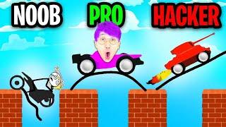 NOOB vs PRO vs HACKER In DRAW BRIDGE!? (ALL LEVELS + ALL SKINS!)