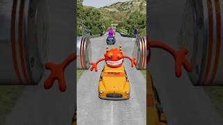 Mix Funny Cars Vs Giant Bollard #beamng #beamngdrive #shorts