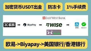 通过Biyapay平台进行加密货币 USDT出金，防冻卡，欧易-》Biyapay-》美国银行/香港银行，1%手续费