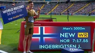 Men's 3000m New WORLD RECORD JAKOB INGEBRIGTSEN 2024