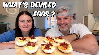 Brits Make DEVILED EGGS For The First Time! What are Deviled Eggs ????? #deviledeggs #dressedeggs