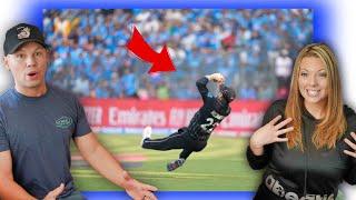 Couple Reacts to RIDICULOUS Catches in Cricket