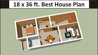 18 x 36  house plans || 18x36 घर का नक्शा || 650 sq ft House Plan || 18x36 house design 3d model