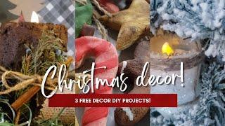 3 easy/FREE Christmas decor DIY ideas! #saltdough #homestead  #primitivecandles #grubbycandle