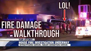 On the NEWS in his UNDERWEAR  (FIRE DAMAGE  HOUSE WALKTHROUGH)