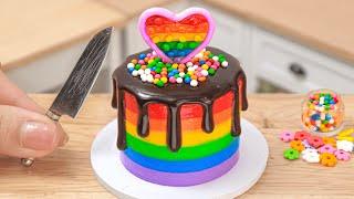 Extremely Tasty Miniature Rainbow Heart Chocolate Cake Decorating  Amazing Rainbow Chocolate Cake