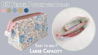 How to sew a pencil pouch with divider | diy divided pencil pouch | pencil pouch making at home