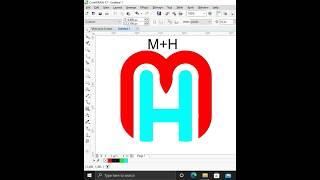 M + H Logo Design in CorelDRAW #shorts #hema graphics