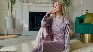 WOMEN'S SATIN SILK LONG PAJAMA SET WITH PANTS